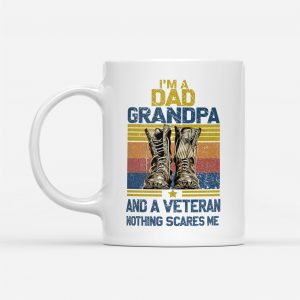 Gift for Dad Mug, I Am A Dad, Grandpa and A Veteran, Retro Style, Ceramic, 11 oz - Woastuff