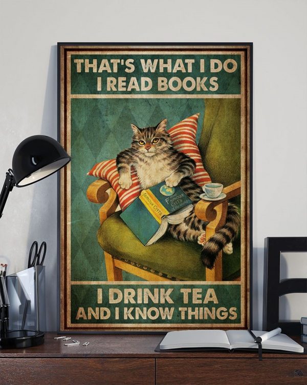 Book Reader Wall Art, Who Loves Cat And Reading, Cat Lover Poster, Wall Decor, Sublimation Printing - Woastuff