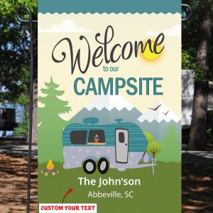 Campsite Custom Flag, Travel Trailer RV Decor, Outdoor signs, Thick Canvas - Woastuff