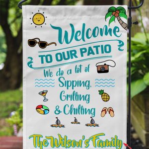Custom Flag, Garden Flag, Patio Rules, Sipping, Grilling & Chilling, Welcome Summer, Thick Canvas - Woastuff