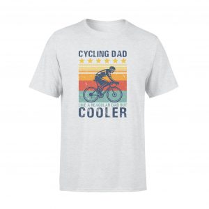Cycling Dad T Shirt, A Biker, A Cooler, Retro Style, Men, Grey, Cotton - Woastuff