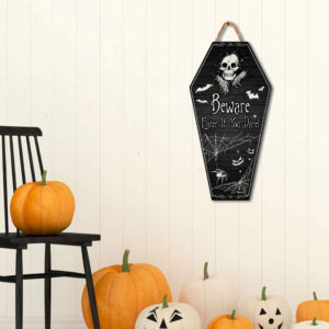 Coffin Shape Wooden Sign , Beware Enter If You Dare, Coffin Sign , Halloween Gifts , Halloween Decor