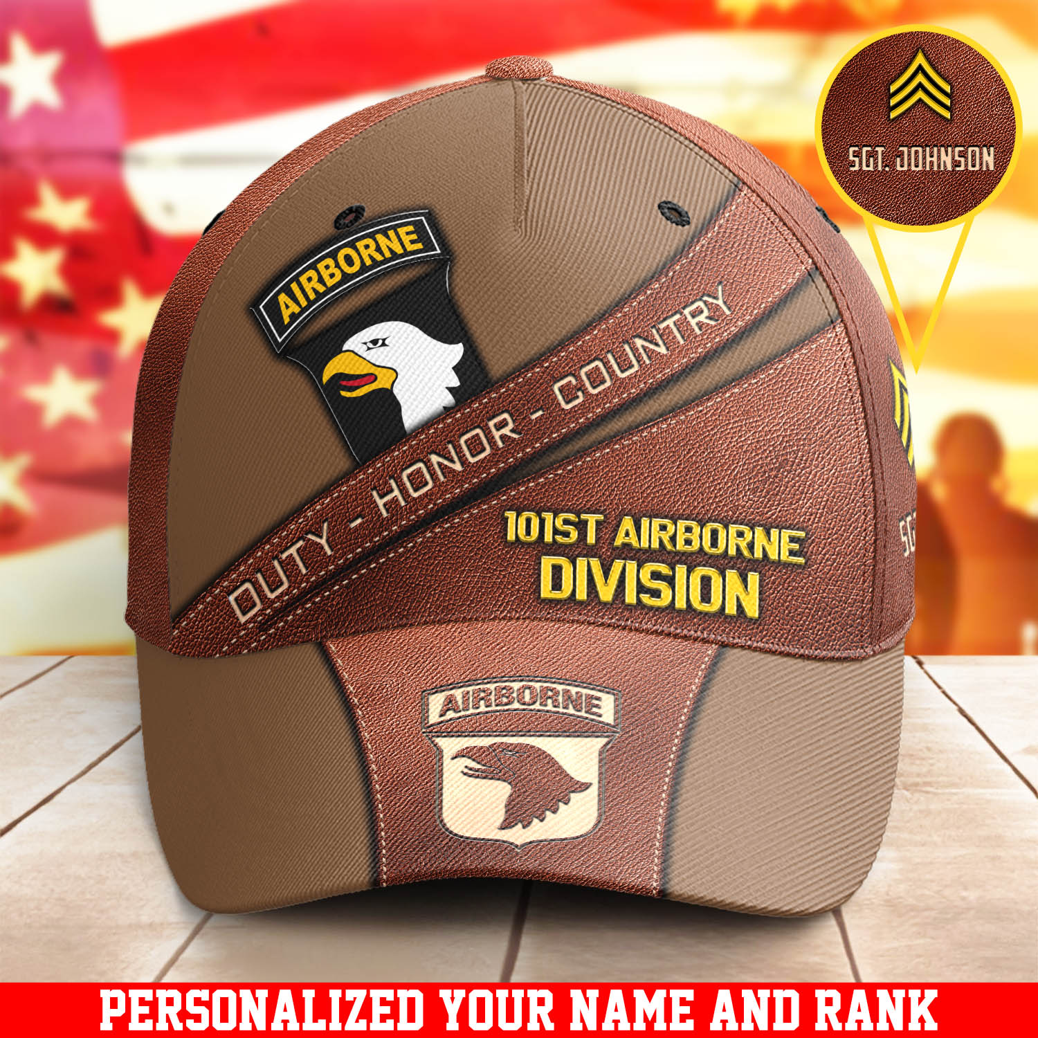 Personalized 101st Airborne Division Military Cap New Version With Your Name And Rank, Cap For Military Soldiers, US Military Gifts ETHY-57692