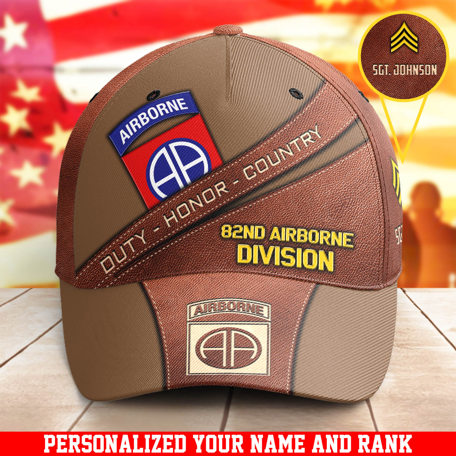 Personalized 82nd Airborne Military Cap New Version With Your Name And Rank, Cap For Military Soldiers, US Military Gifts ETHY-57692