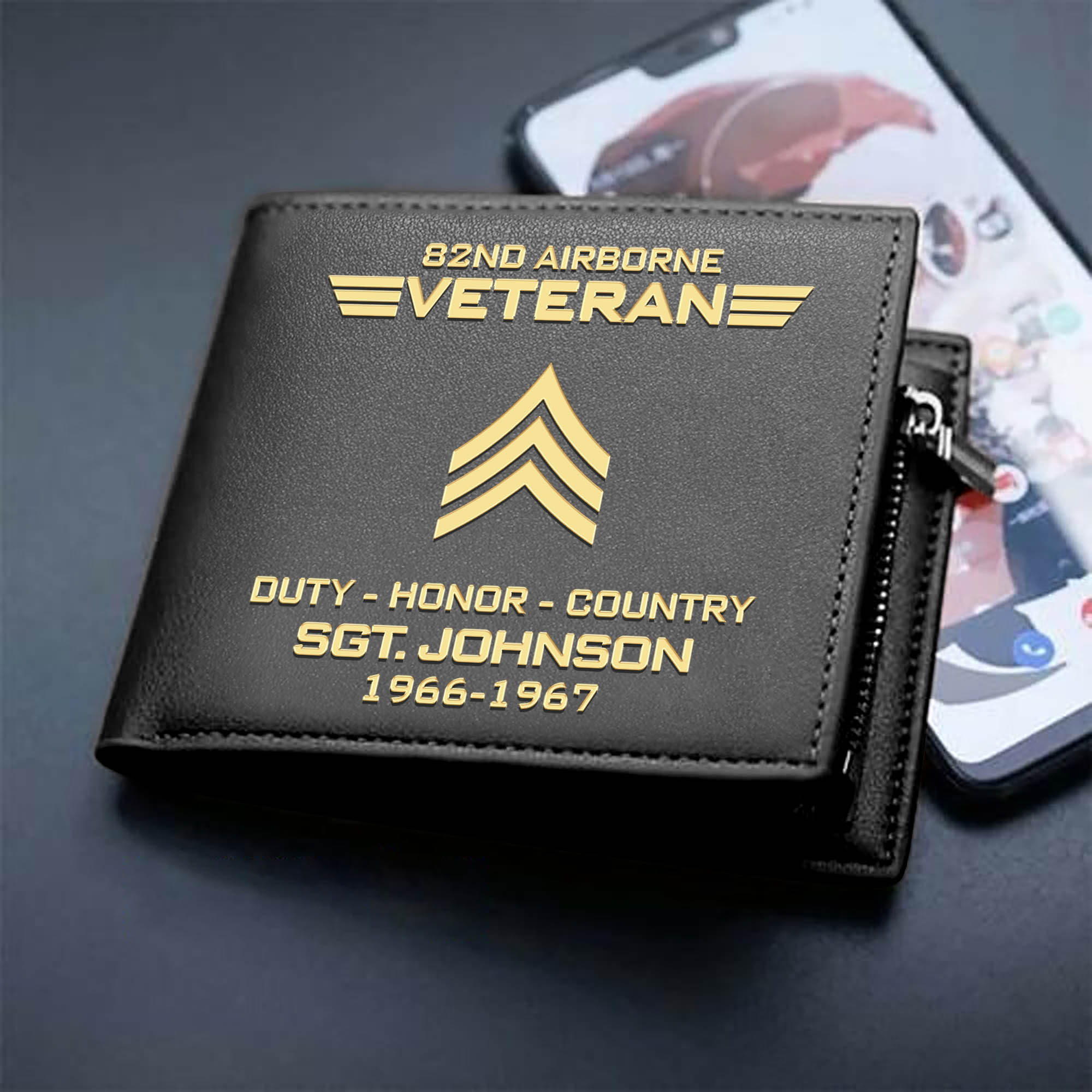 Personalized 82nd Airborne Military Men Wallet With Your Name, Year And Rank, US Military Men Wallet For Soldier, US Military Gifts ETHY-57679