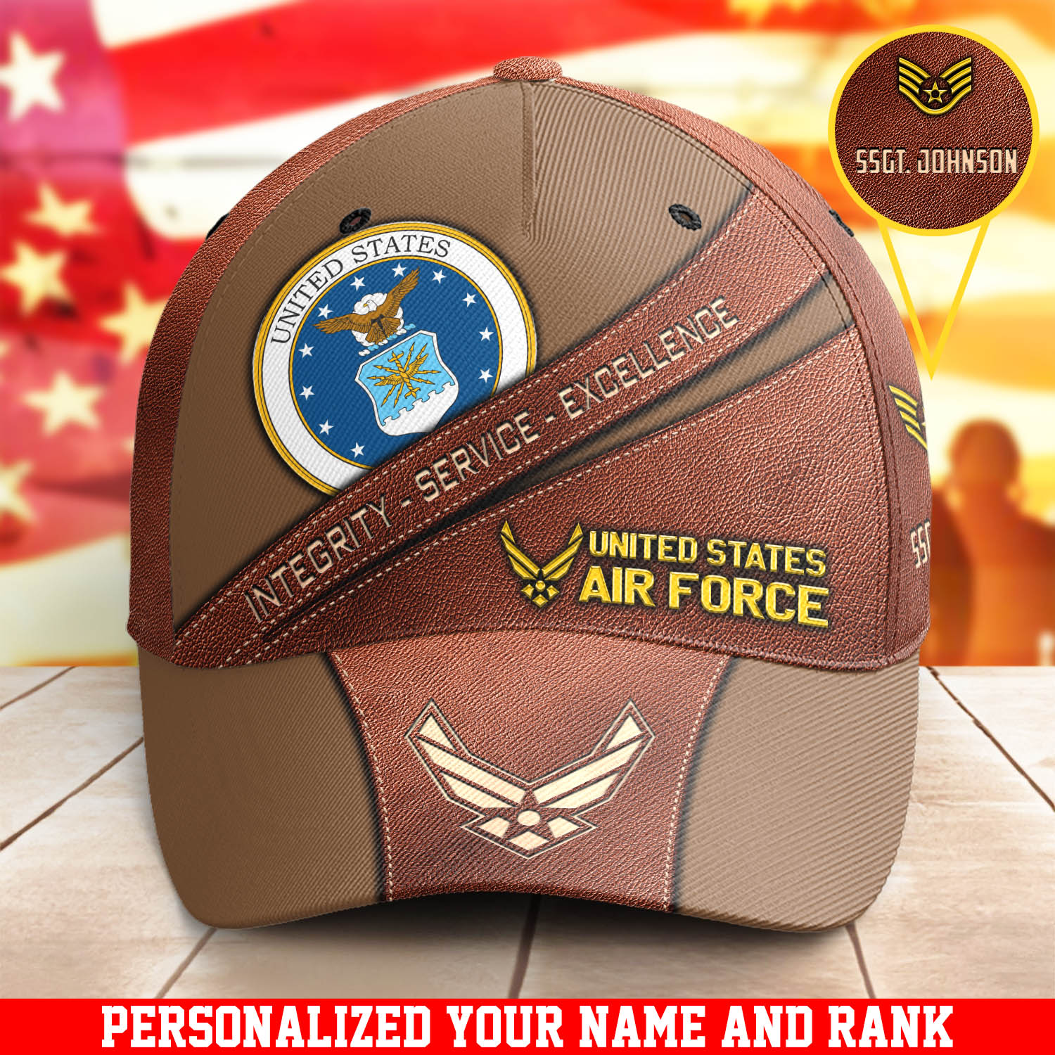 Personalized U.S. Air Force  Military Cap New Version With Your Name And Rank, Cap For Military Soldiers, US Military Gifts ETHY-57692