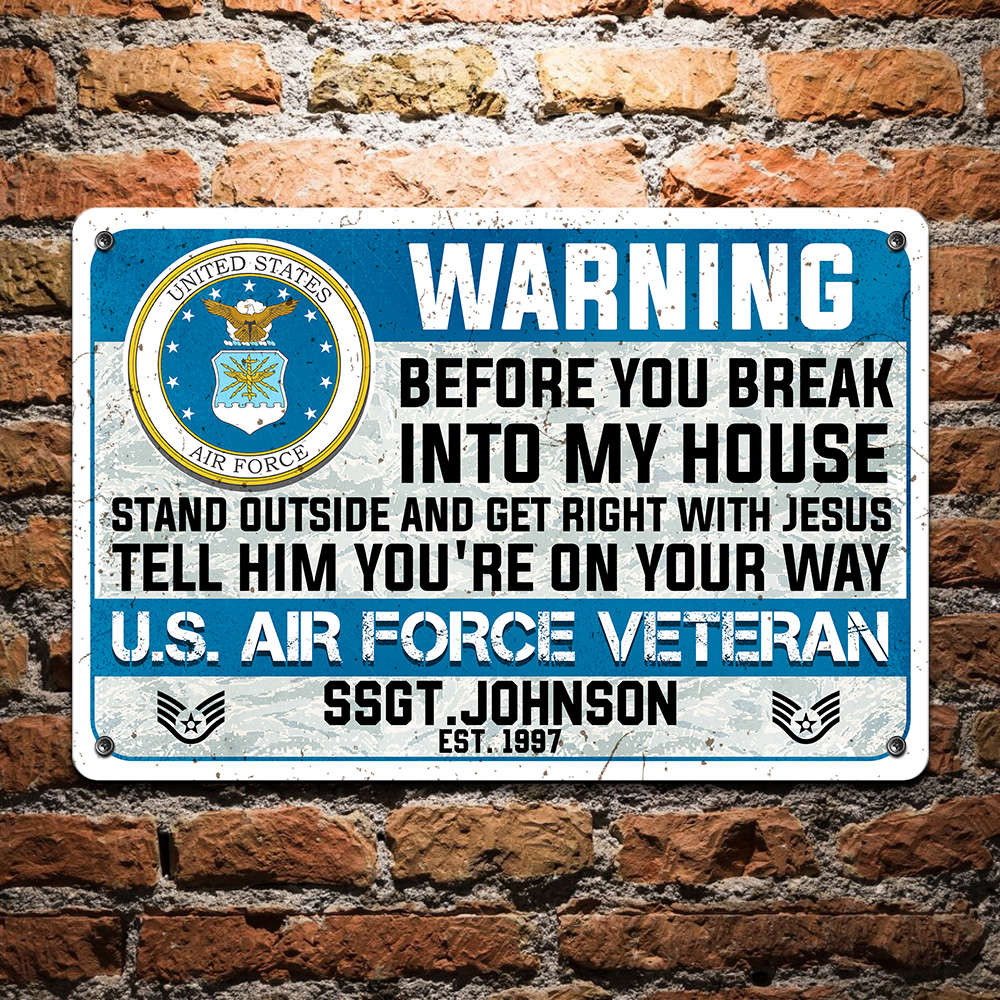 Personalized U.S. Air Force  Military Veteran Metal Sign With Your Name, Year And Rank, Mililtary Metal Sign, Gift For US Military Soldiers, Home Decorations ETHY-57615