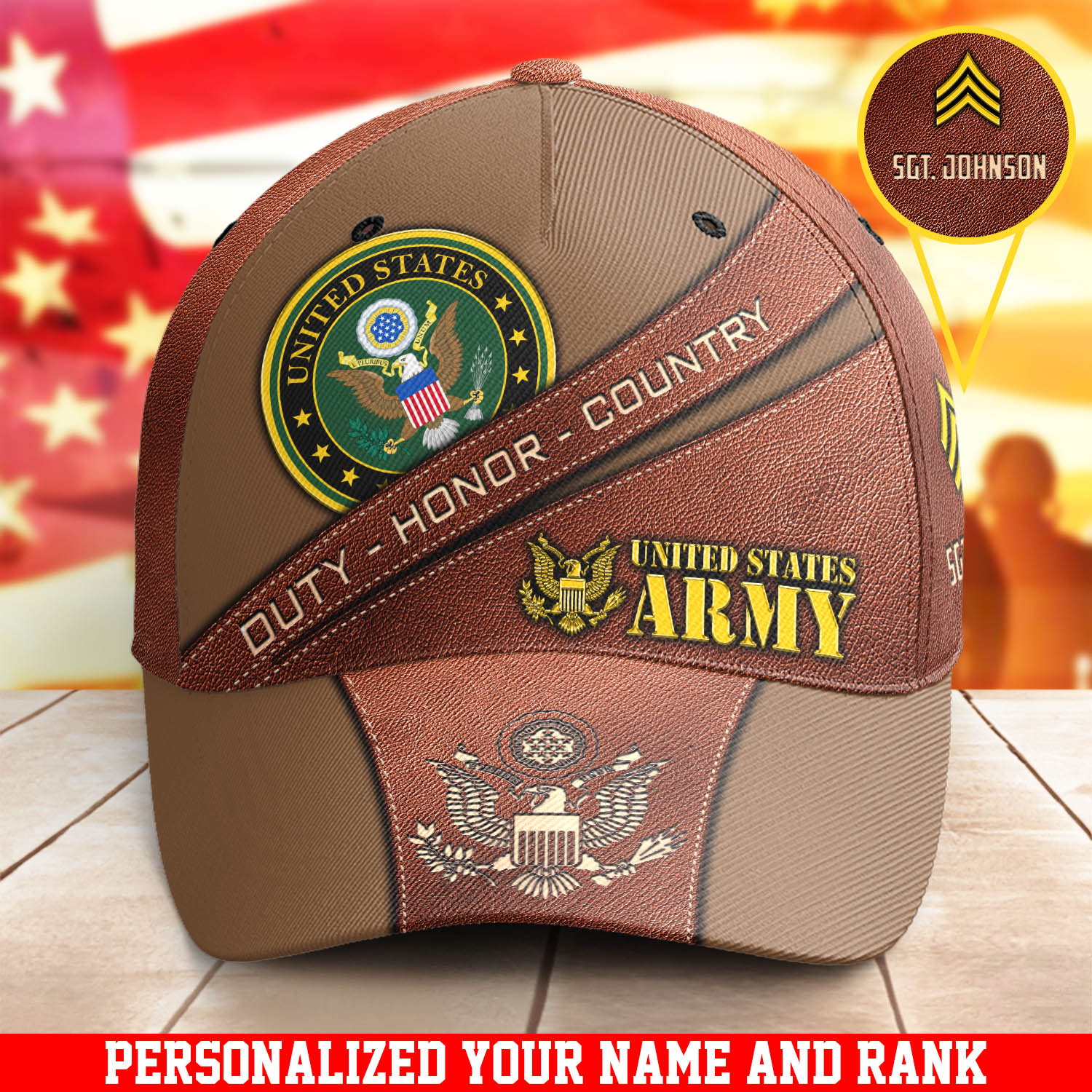 Personalized U.S. Army Military Cap New Version With Your Name And Rank, Cap For Military Soldiers, US Military Gifts ETHY-57692