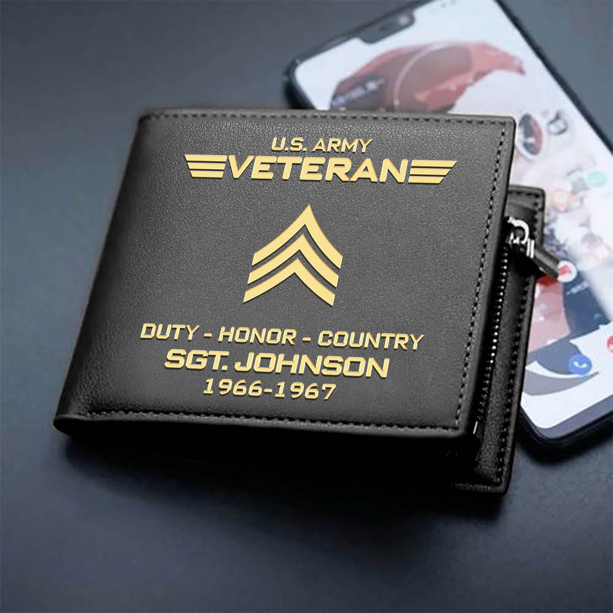 Personalized U.S  Army Military Men Wallet With Your Name, Year And Rank, US Military Men Wallet For Soldier, US Military Gifts ETHY-57679