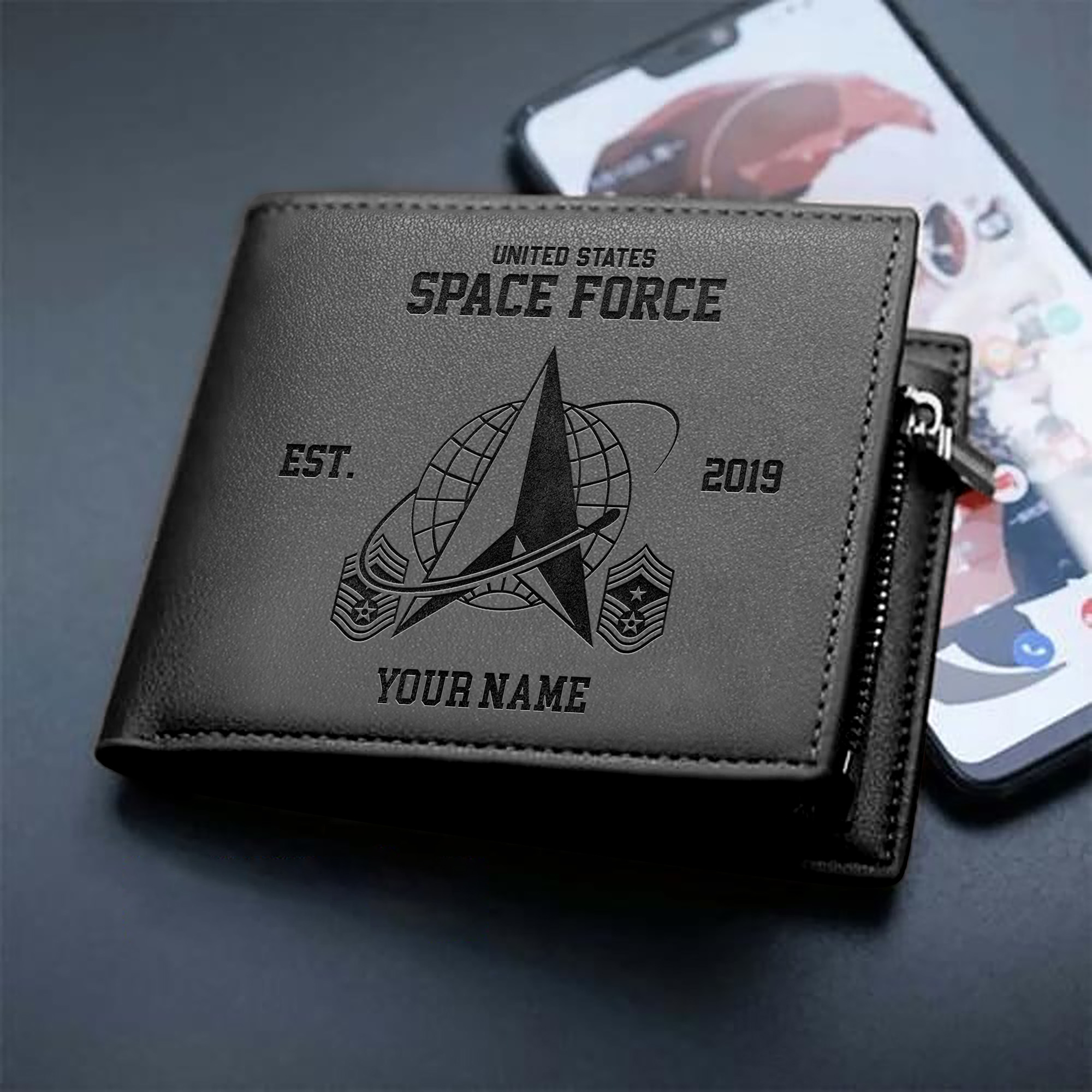 Personalized Space Force Men Wallet With Your Name And Rank, Military Men Wallet , US Military Gifts ETHY-54901