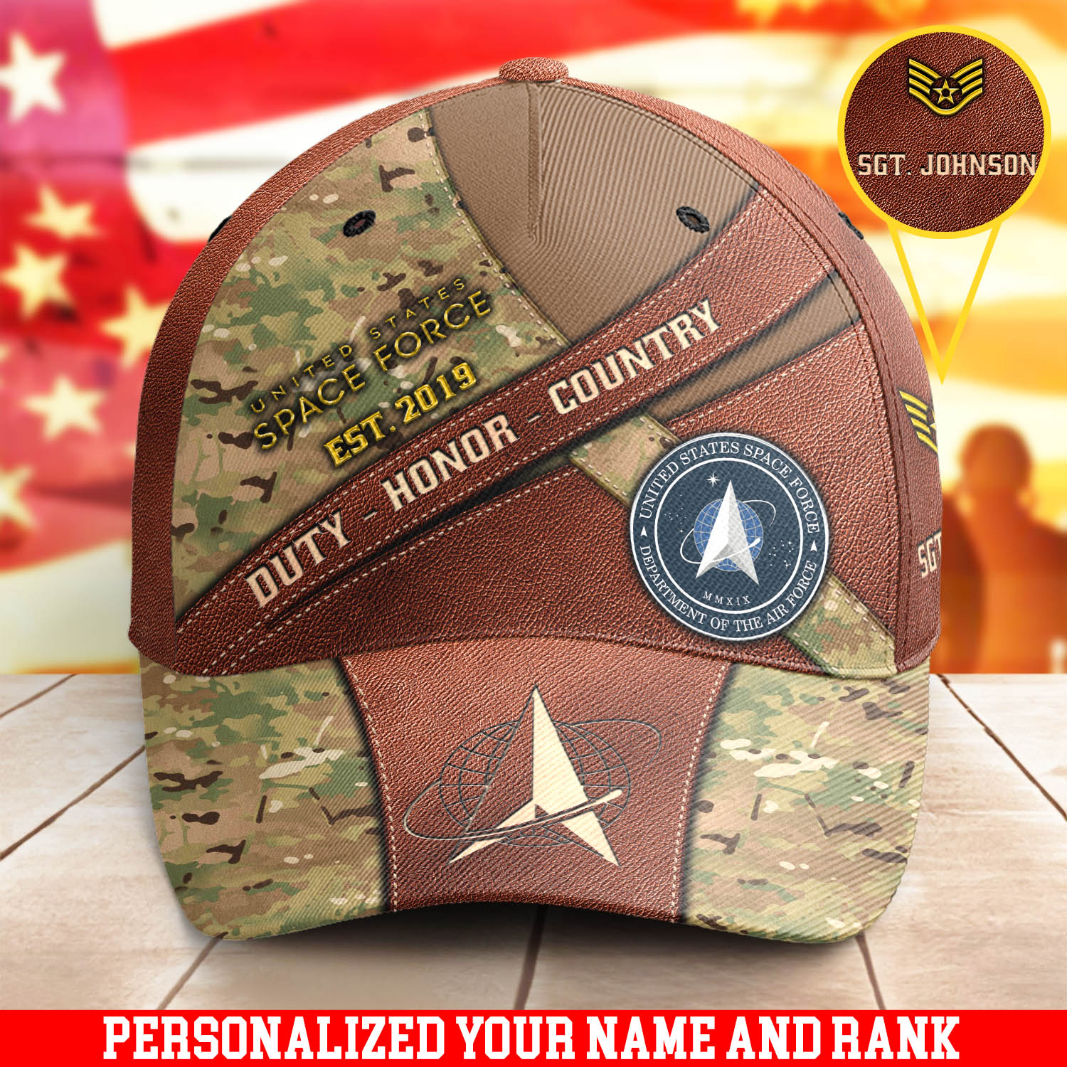U.S. Space Force Cap New Version Personalized Your Name And Rank, Camouflage Cap For US Military, US Military Gifts ETHY-57782