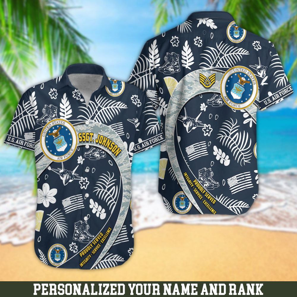 U.S. Air Force Hawaii Shirt Personalized Your Name And Rank, Tropical Shirts For US Military Soldiers, Summer Gifts ETHY-57854