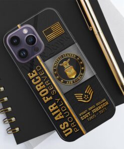 Alternative view of U.S. Air Force Personalized Proudly Served Phone Case IPHONE16, IPHONE15, IPHONE13, IPHONE14 , Custom Name,Rank And Year, Military Veteran Gifts ETRG-54206