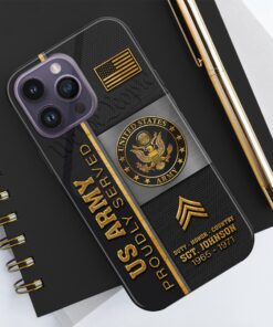 Alternative view of U.S. Army Personalized Proudly Served Phone Case IPHONE16, IPHONE15, IPHONE13, IPHONE14 , Custom Name,Rank And Year, Military Veteran Gifts ETRG-54206