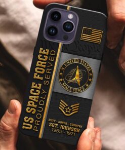 U.S. Space Force Personalized Proudly Served Phone Case IPHONE16, IPHONE15, IPHONE13, IPHONE14 , Custom Name,Rank And Year, Military Veteran Gifts ETRG-54206