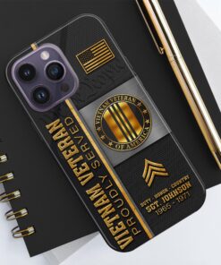 Alternative view of Vietnam Veteran Personalized Proudly Served Phone Case IPHONE16, IPHONE15, IPHONE13, IPHONE14 , Custom Name,Rank And Year, Military Veteran Gifts ETRG-54206