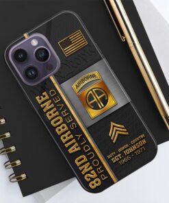 Alternative view of 82nd Airborne Personalized Proudly Served Phone Case IPHONE16, IPHONE15, IPHONE13, IPHONE14 , Custom Name,Rank And Year, Military Veteran Gifts ETRG-54206