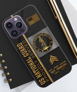 Alternative view of US National Guard Personalized Proudly Served Phone Case IPHONE16, IPHONE15, IPHONE13, IPHONE14 , Custom Name,Rank And Year, Military Veteran Gifts ETRG-54206