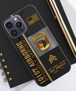 Alternative view of 101st Airborne Division Personalized Proudly Served Phone Case IPHONE16, IPHONE15, IPHONE13, IPHONE14 , Custom Name,Rank And Year, Military Veteran Gifts ETRG-54206
