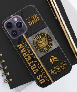 Alternative view of US Veteran Personalized Proudly Served Phone Case IPHONE16, IPHONE15, IPHONE13, IPHONE14 , Custom Name,Rank And Year, Military Veteran Gifts ETRG-54206