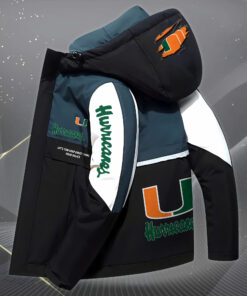 Alternative view of Miami Hurricanes High Quality Hooded Winter Down Coat Custom Your Name EHIVM-62844