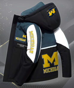Alternative view of Michigan Wolverines High Quality Hooded Winter Down Coat Custom Your Name EHIVM-62844